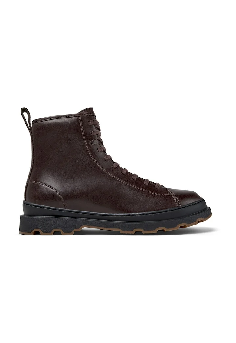 Ghete de piele cu banda pull-on, Maro cognac
