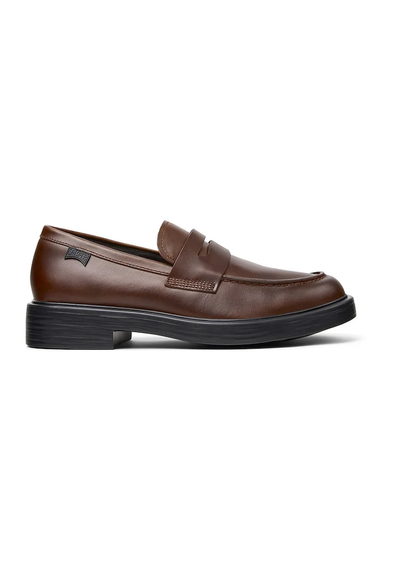 Pantofi loafer de piele cu model uni, Maro cognac