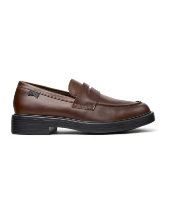 Pantofi loafer de piele cu model uni, Maro cognac