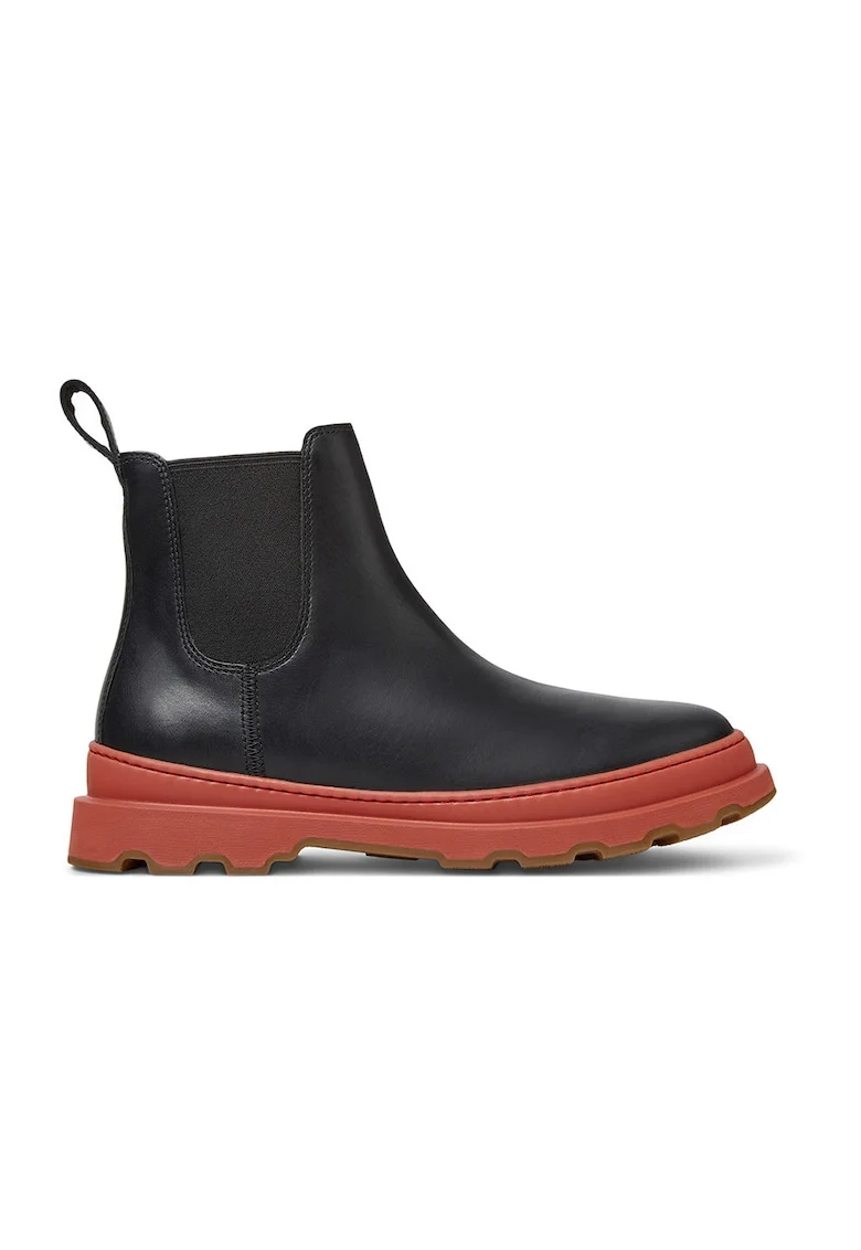 Ghete Chelsea de piele cu banda pull-on, Negru