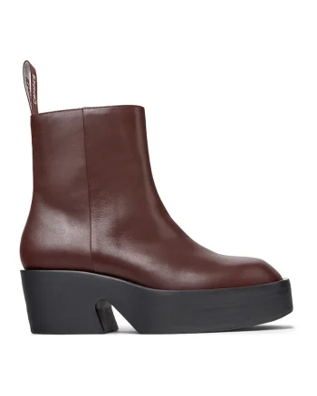 Ghete de piele cu toc masiv Billie, Maro cognac