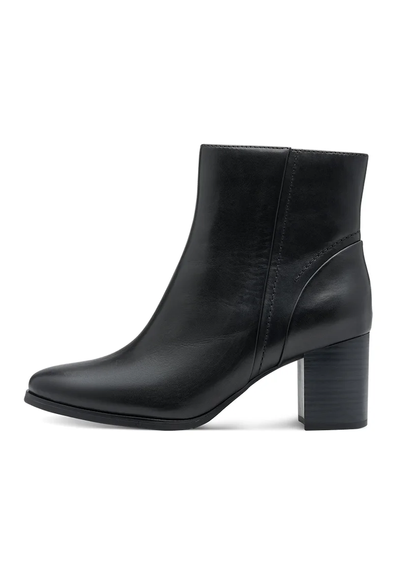 Botine de piele cu fermoar, Negru