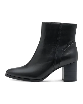 Botine de piele cu fermoar, Negru