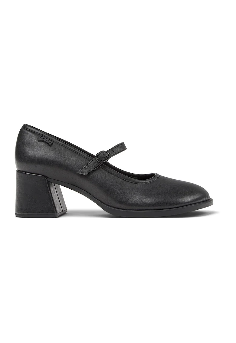 Pantofi din piele cu toc masiv, Negru