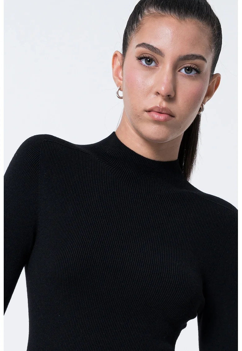 Pulover elastic din amestec de matase si casmir, Negru