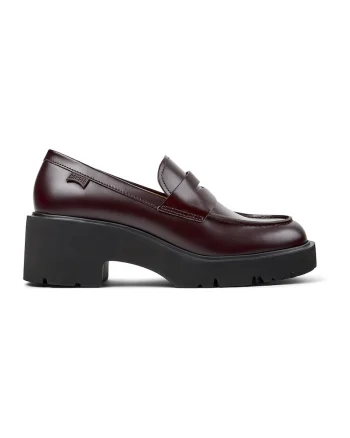 Pantofi loafer de piele cu toc masiv Milah 1159, Maro cognac
