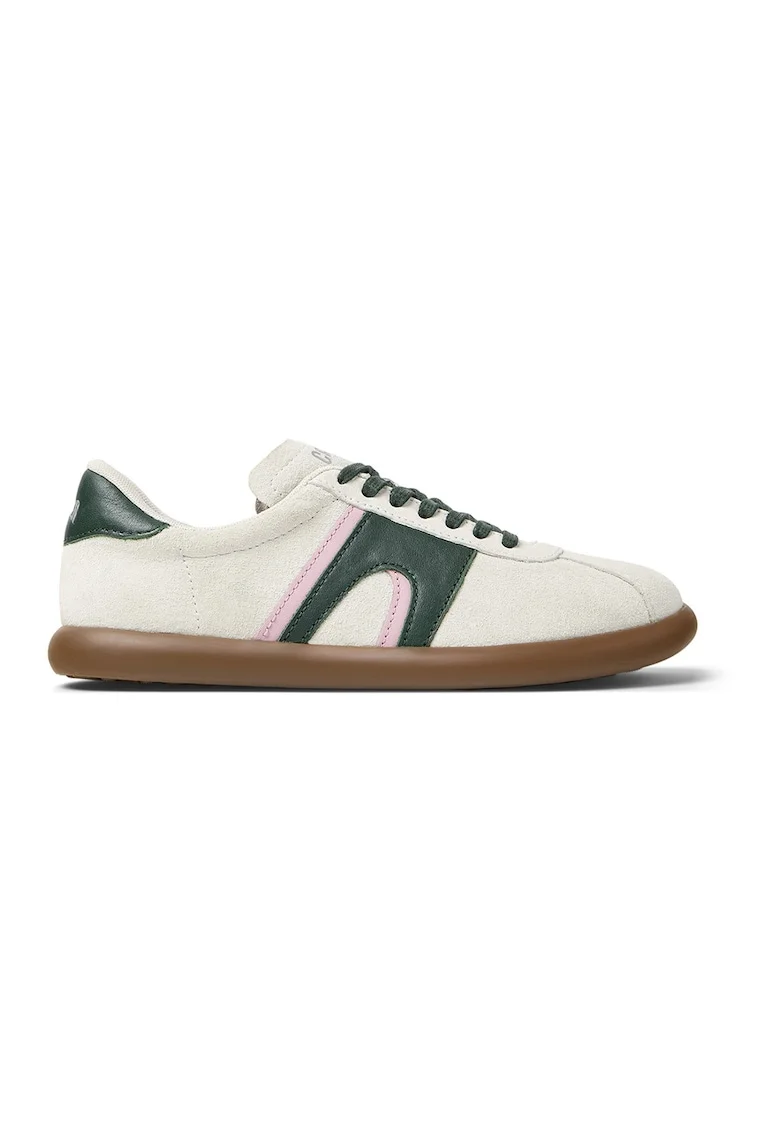 Pantofi sport de piele 27213 Pelotas Soller, Verde padure/Alb murdar/Roz
