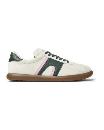 Pantofi sport de piele 27213 Pelotas Soller, Verde padure/Alb murdar/Roz
