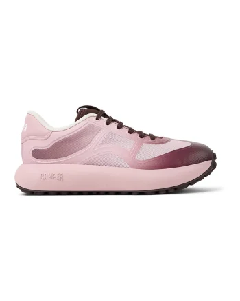 Pantofi sport din plasa cu insertii din material sintetic, Roz deschis/Violet pruna