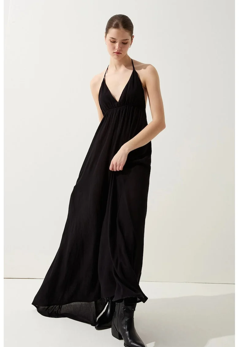 Rochie lunga halter, Negru