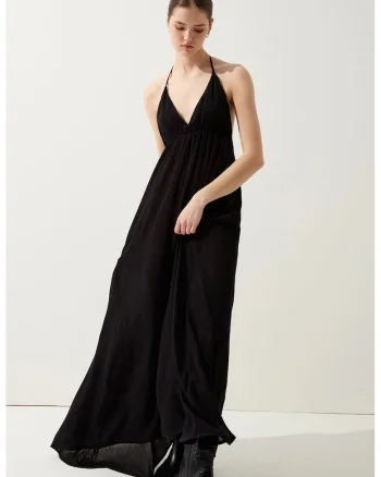 Rochie lunga halter, Negru