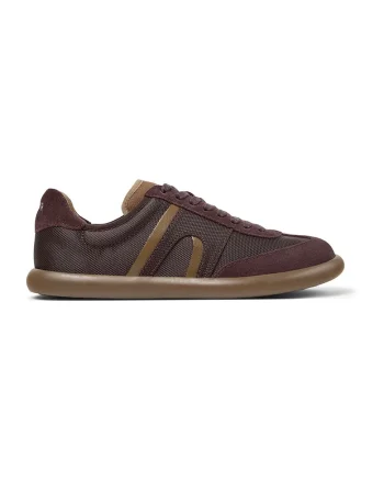 Pantofi sport din piele intoarsa cu insertii din plasa, Visiniu/Maro
