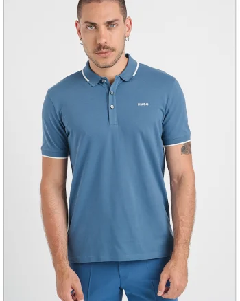 Tricou polo slim fit Dinoso, Alb/Albastru lavanda