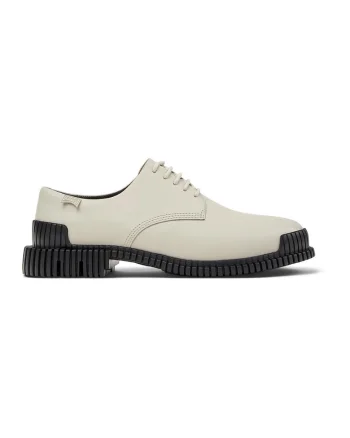 Pantofi din piele cu sireturi, Bej deschis