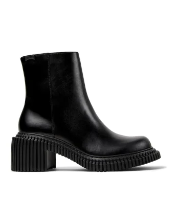 Ghete din piele cu fermoar, Negru