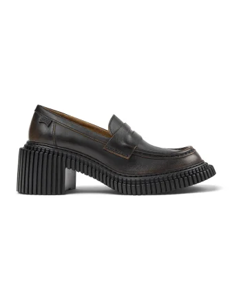 Mocasini uni din piele, Negru/Maro
