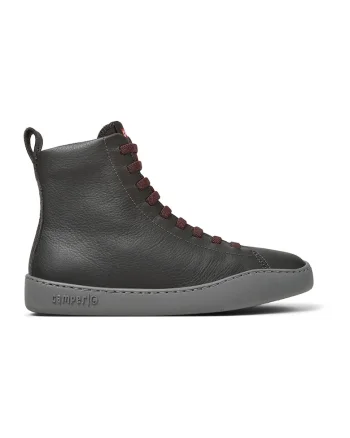 Pantofi sport high-top din piele, Gri inchis