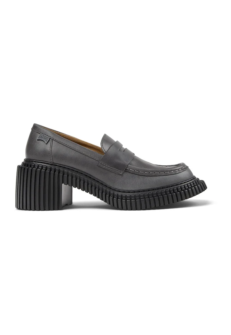 Mocasini uni din piele, Gri deschis