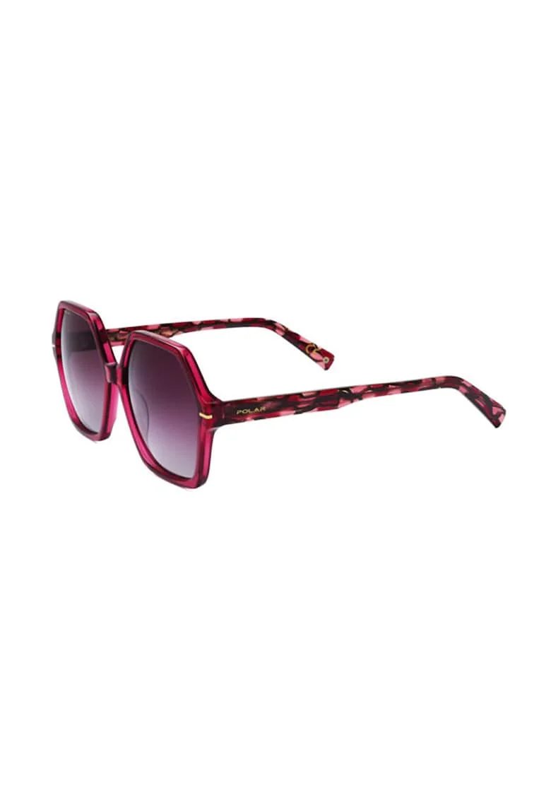 Ochelari de soare hexagonali cu lentile polarizate, Roz zmeuriu