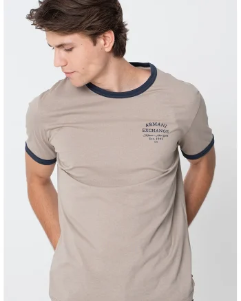 Tricou cu decolteu la baza gatului, Kaki/Bleumarin