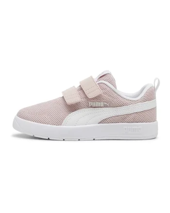 Pantofi sport de plasa cu velcro Courtflex, Alb optic/Roz prafuit
