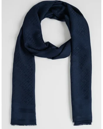 Esarfa de modal cu monograma, Bleumarin