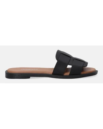 Papuci confortabili din piele, Negru