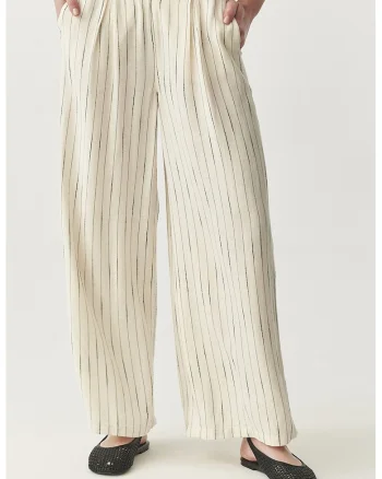 Pantaloni in dungi cu buzunare oblice, Negru/Alb murdar