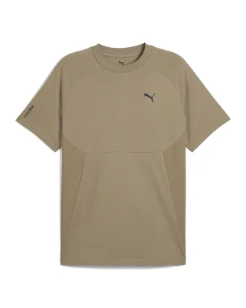 Tricou lejer din bumbac cu decolteu la baza gatului, Maro deschis