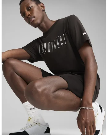 Tricou din bumbac cu imprimeu logo, Negru