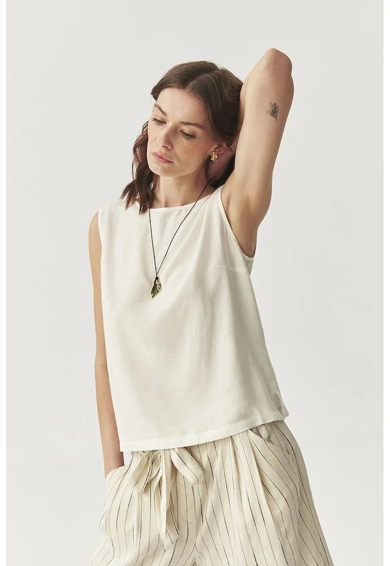 Bluza din amestec de in, Alb murdar