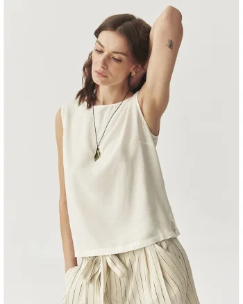 Bluza din amestec de in, Alb murdar