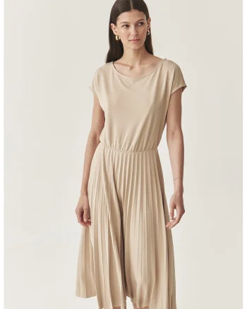 Rochie midi din amestec de modal, Bej