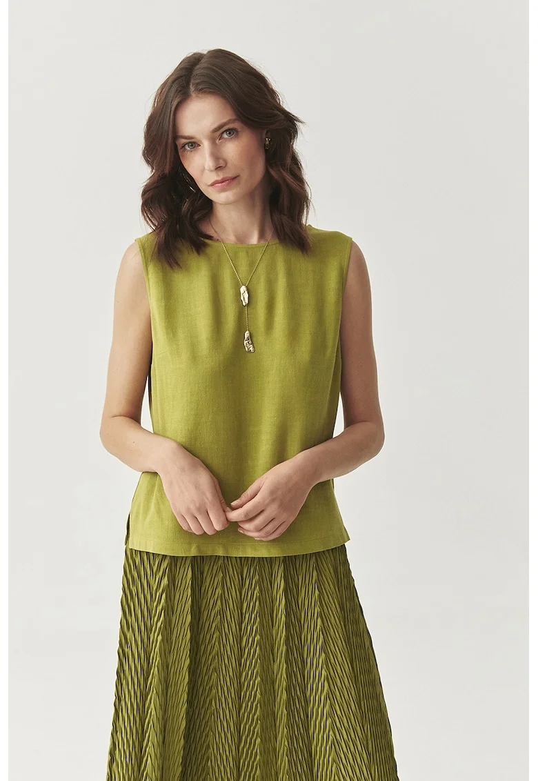 Bluza din amestec de in, Verde masliniu