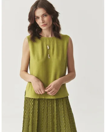 Bluza din amestec de in, Verde masliniu