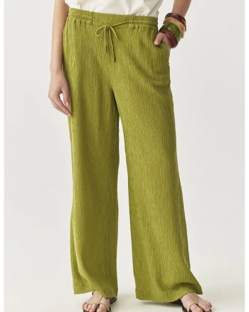 Pantaloni din amestec de lyocell cu snur, Verde