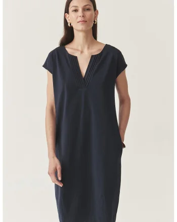 Rochie cu guler tunica si buzunare, Albastru ultramarin
