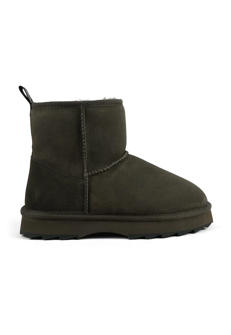 Ghete de piele intoarsa fara inchidere Sharky Mini, Verde padure