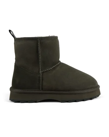 Ghete de piele intoarsa fara inchidere Sharky Mini, Verde padure