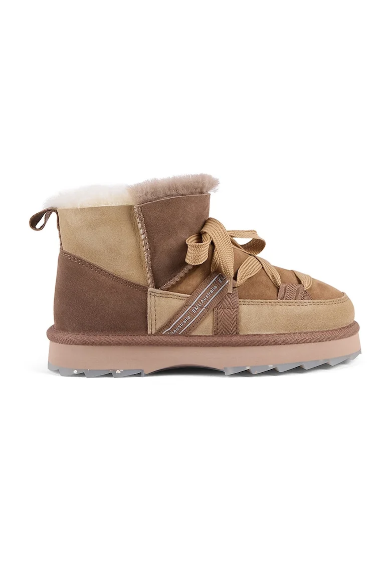 Ghete de piele intoarsa fara inchidere, Caramel/Bej deschis