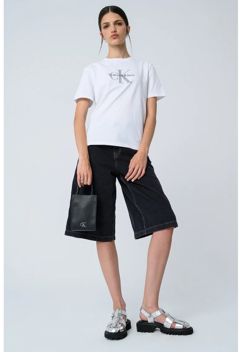 Tricou relaxed fit cu imprimeu logo, Gri deschis/Negru stins/Alb optic