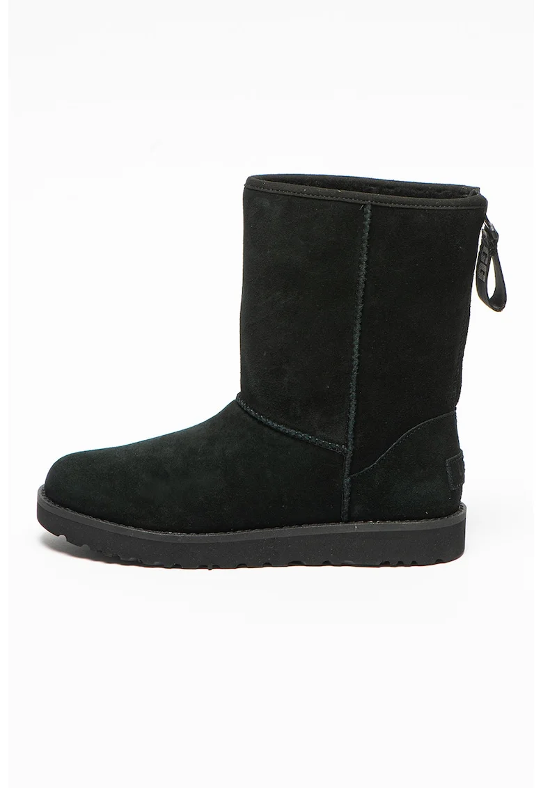 Ghete de piele intoarsa cu captuseala din amestec de lana Classic, Negru