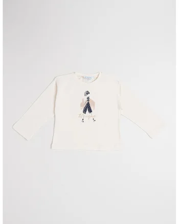Bluza cu imprimeu grafic, Alb fildes/Roz prafuit/Bleumarin