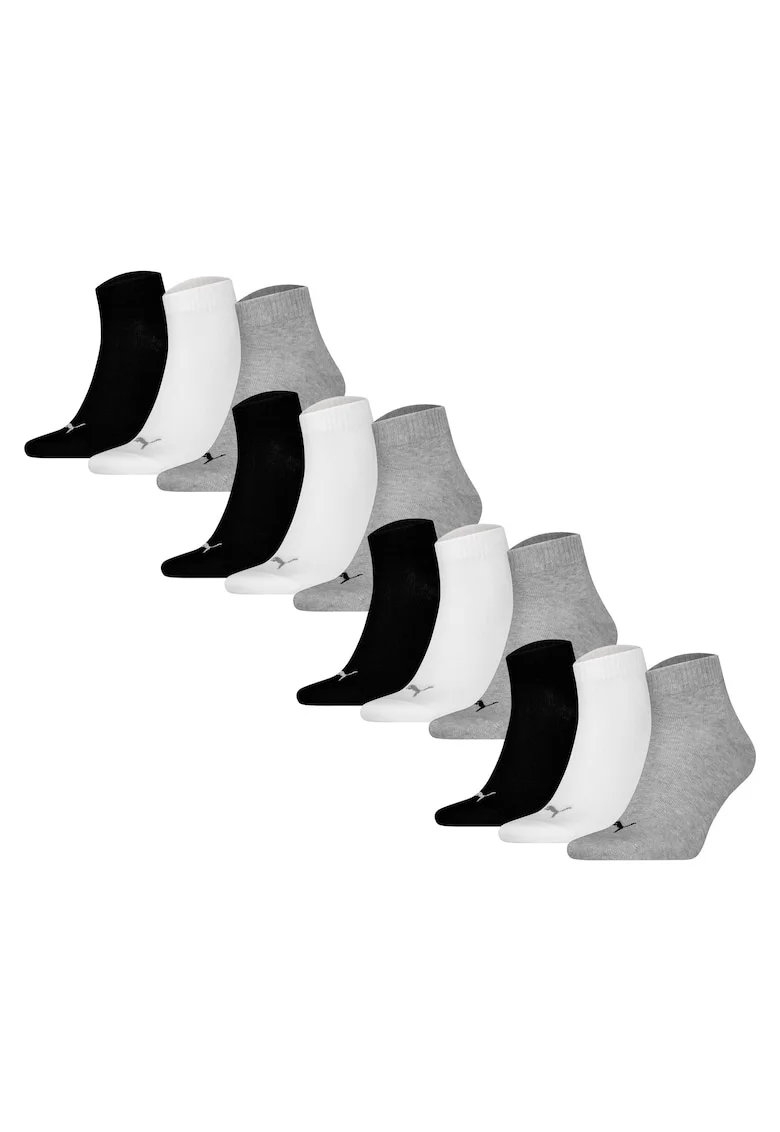 Set de sosete scurte unisex - 12 perechi, Alb/Negru/Gri