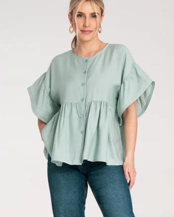 Bluza dama,  menta, croi lejer, bumbac,