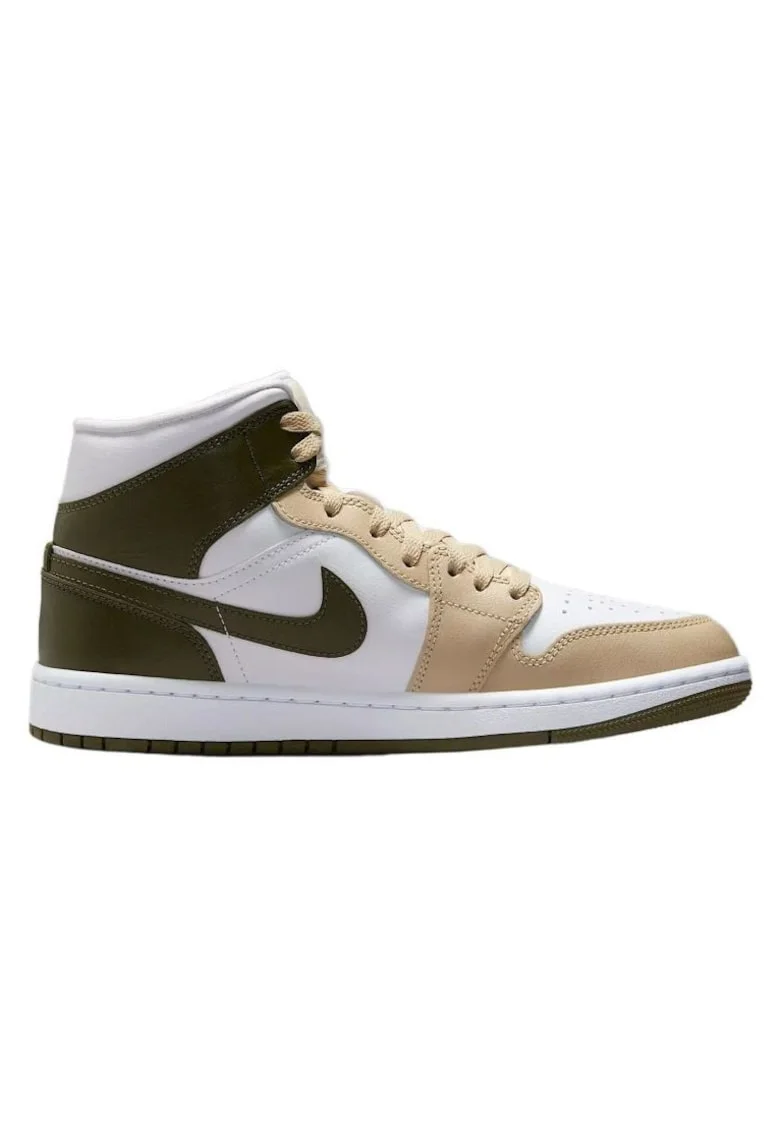 Pantofi sport dama  WMNS AIR JORDAN 1 MID, Piele ecologica, Alb, Alb