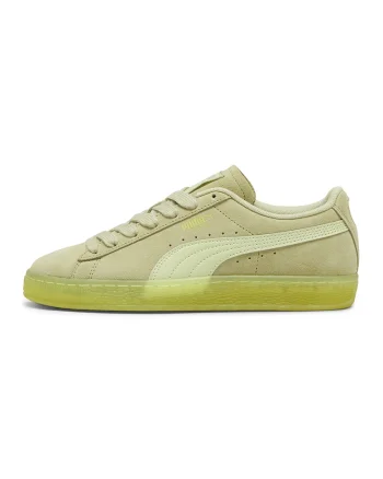 Pantofi sport low-cut din piele intoarsa, Verde fistic