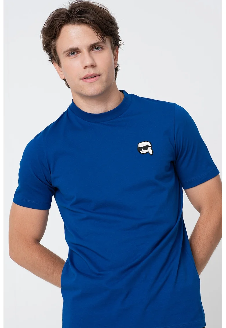 Tricou din bumbac cu logo, Alb/Negru/Albastru royal