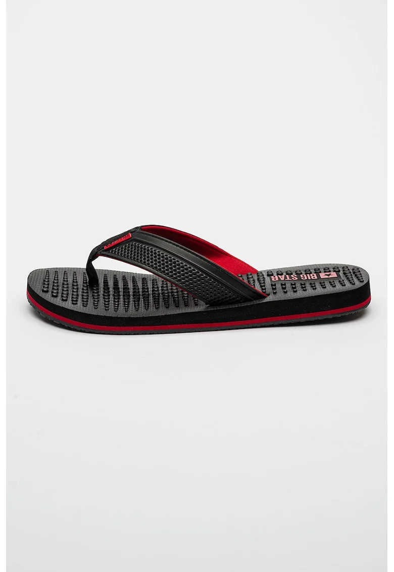 Papuci flip-flop cu talpa texturata, Negru/Rosu vermillion