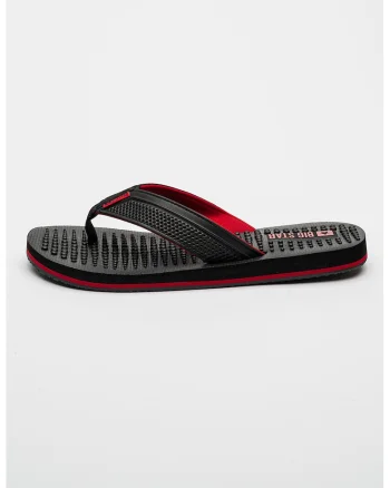 Papuci flip-flop cu talpa texturata, Negru/Rosu vermillion